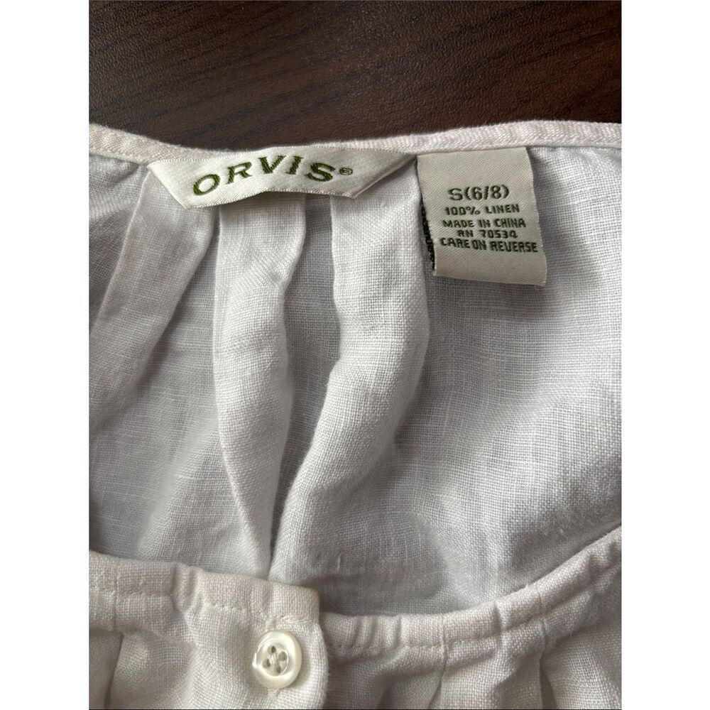 Orvis White 100% Linen Button-Front Midi Dress Size Small - Picture 8 of 8
